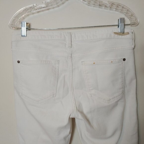 Pilcro & the Letterpress Anthropologie Crop White Denim Jeans Ankle Zipper Boho - Picture 5 of 8